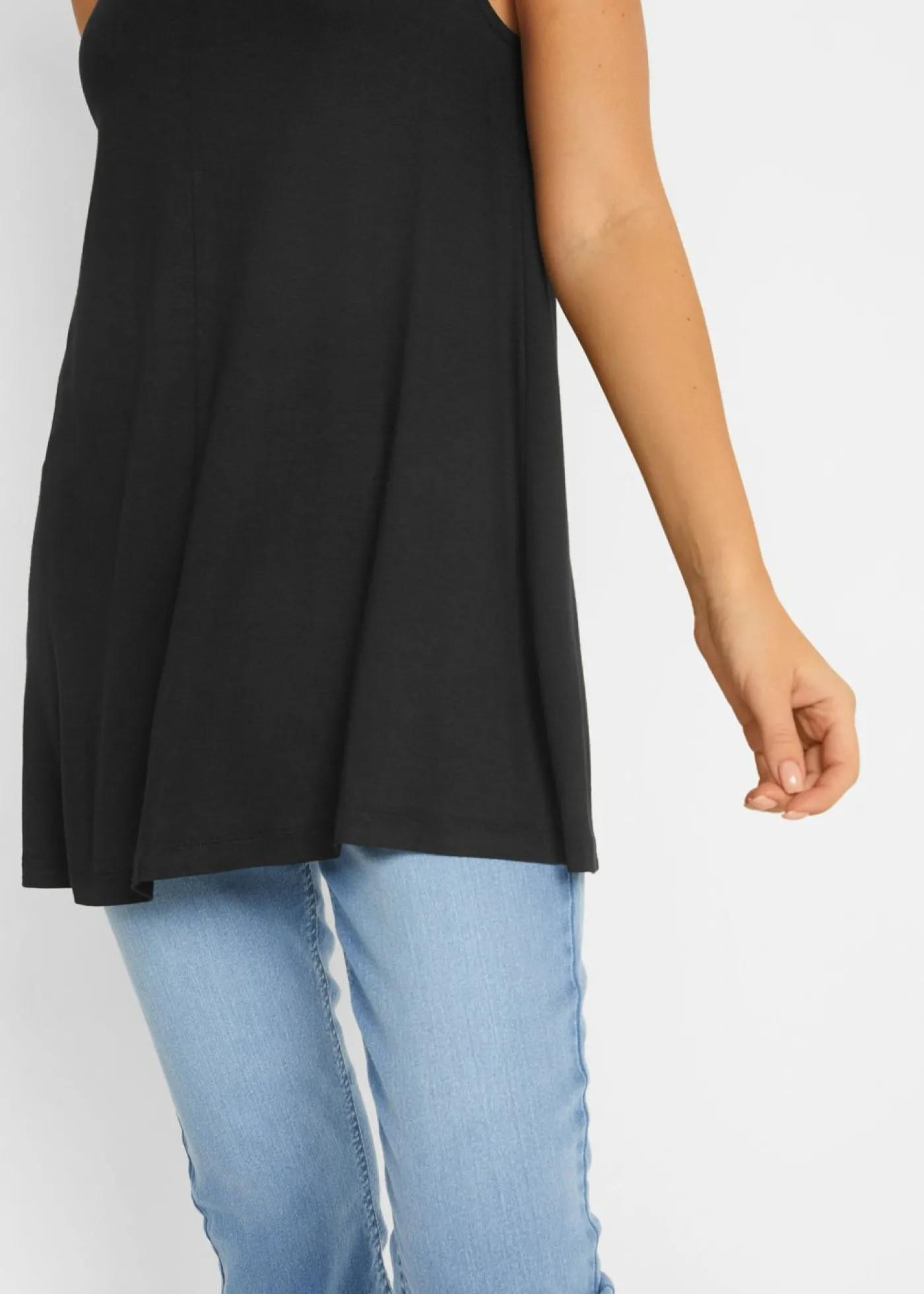 bonprix bonprix Top largo de mezcla de viscosa Negro Clearance
