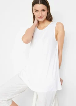 bonprix bonprix Top largo de viscosa suave (2 unidades) Blanco-negro Clearance