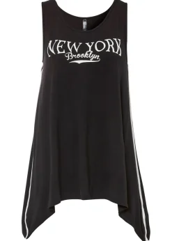 bonprix bonprix Top largo de viscosa suave Negro-blanco Outlet