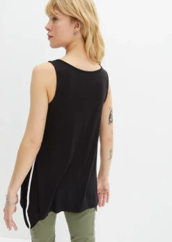 bonprix bonprix Top largo de viscosa suave Negro-blanco Outlet