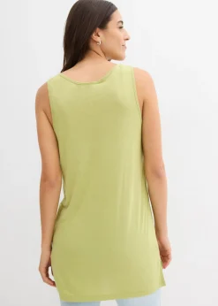 bonprix bonprix Top largo en mezcla de viscosa y lino pistacho mate New
