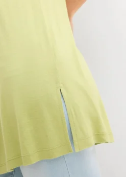 bonprix bonprix Top largo en mezcla de viscosa y lino pistacho mate New