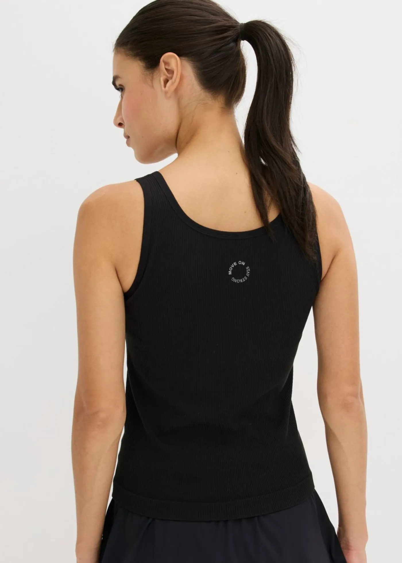 bonprix bonprix Top largo sin costuras de canalé Negro New