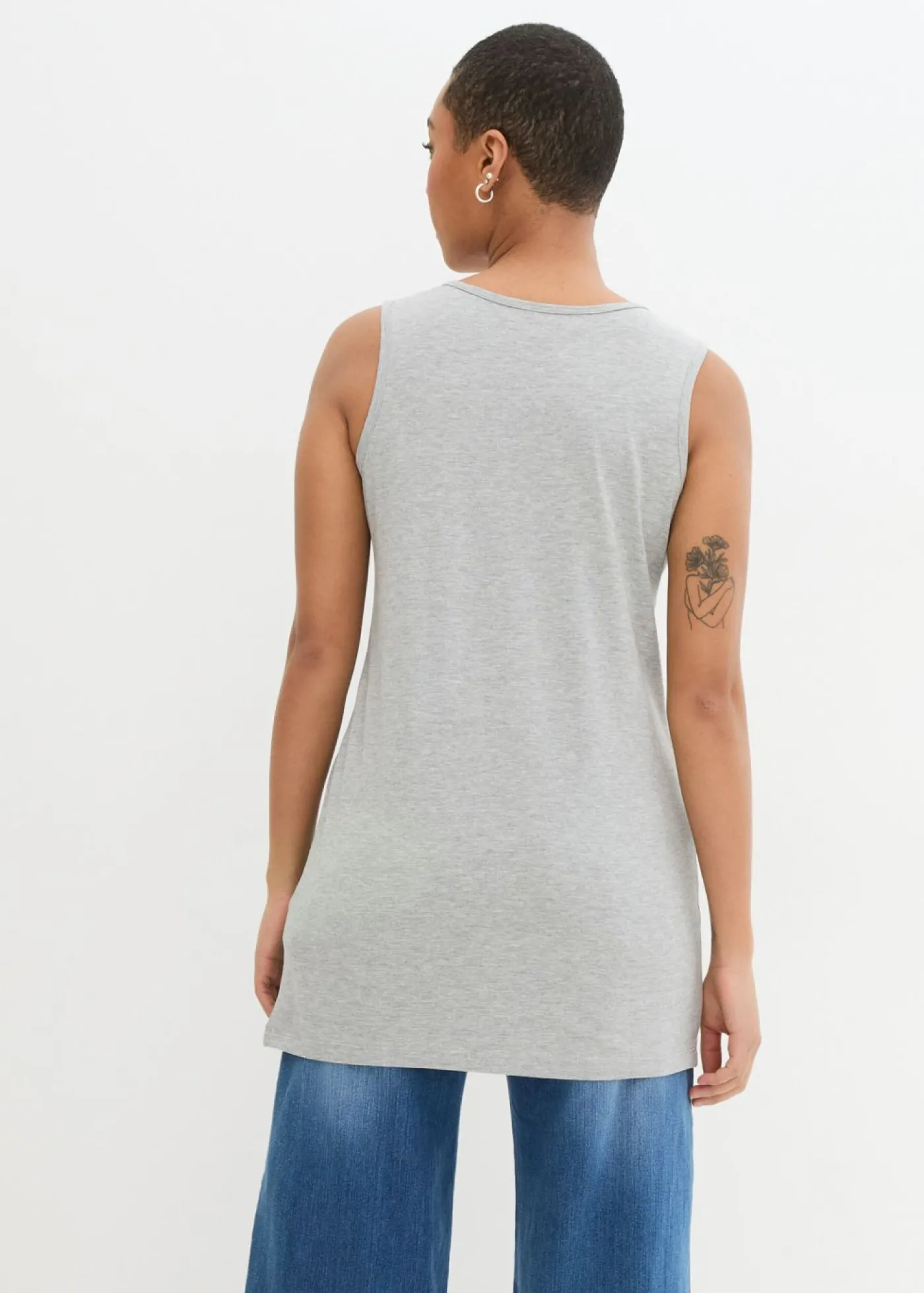 bonprix bonprix Top largo (2 unidades) Negro-gris claro jaspeado Hot