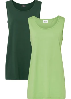 bonprix bonprix Top largo (2 unidades) verde oscuro/verde apio Clearance
