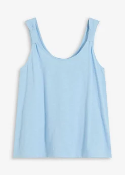 bonprix bonprix Top sin mangas de algodón orgánico puro Azul claro Discount