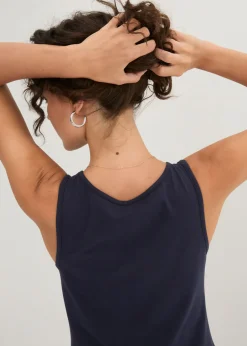 bonprix bonprix Top sin mangas elástico (2 unidades) Azul marino + fucsia Best