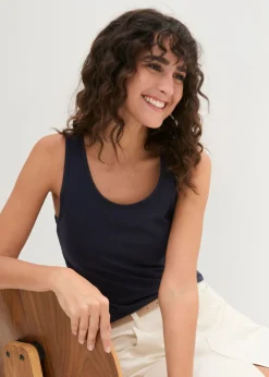 bonprix bonprix Top sin mangas elástico (2 unidades) Azul marino + fucsia Best