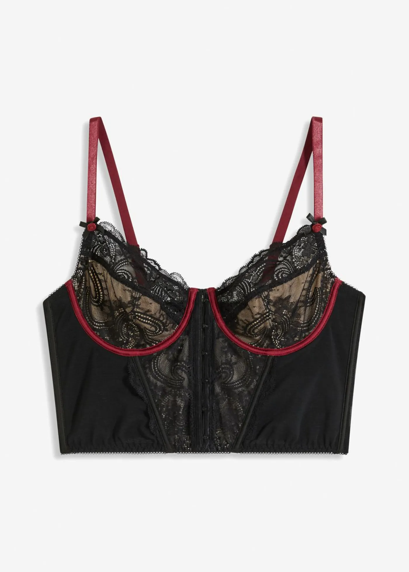 bonprix bonprix Top tipo corsé con aros Negro/rojo azalea Sale
