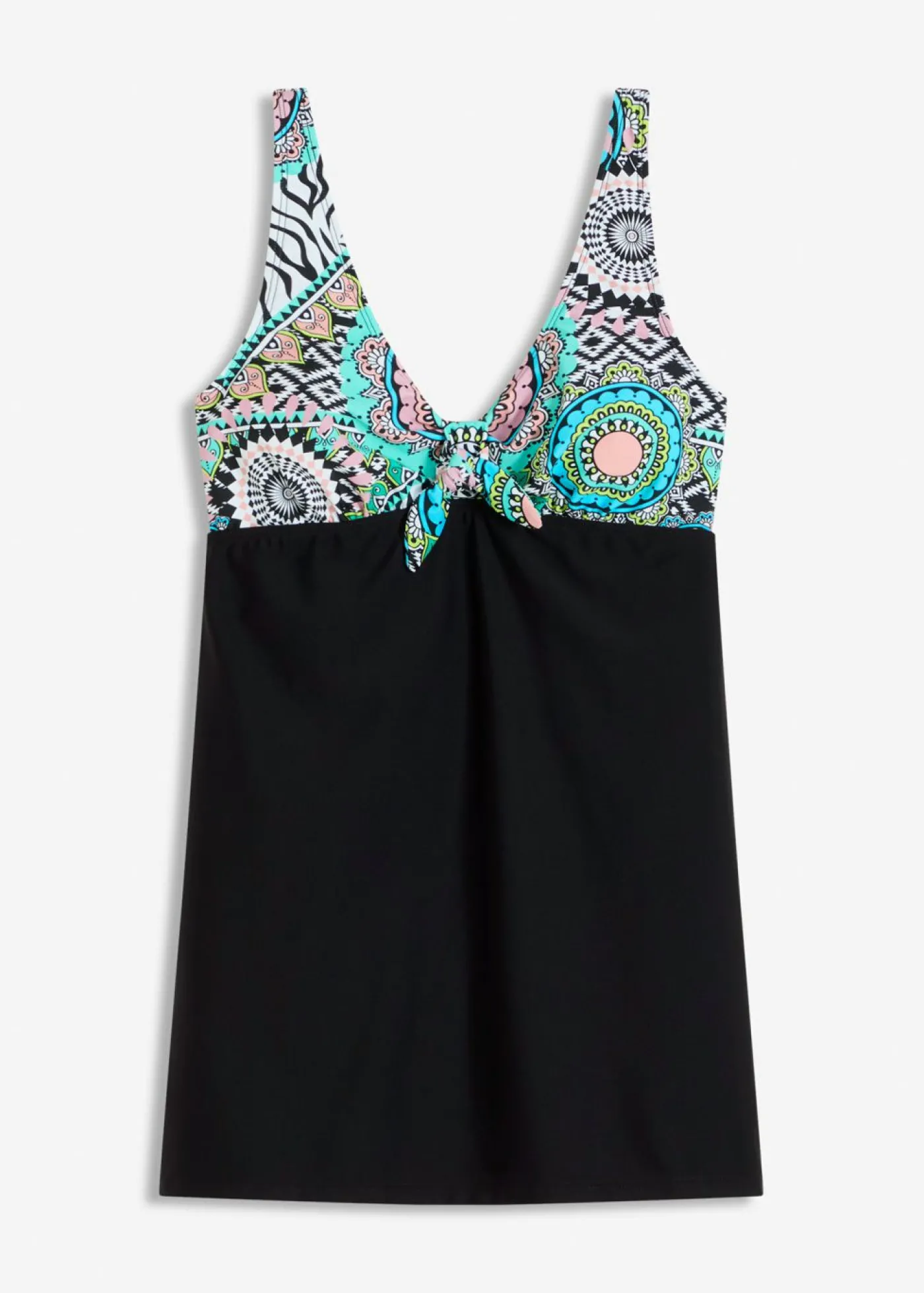 bonprix bonprix Traje de baño con detalle de lazo Negro-blanco con estampado gráfico Discount