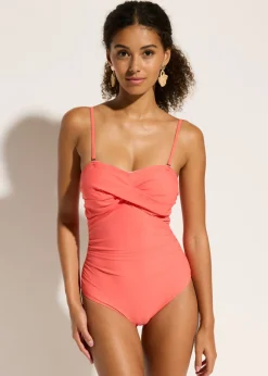 bonprix bonprix Traje de baño con efecto moldeador medio y aspecto cruzado Coral New