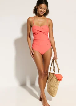 bonprix bonprix Traje de baño con efecto moldeador medio y aspecto cruzado Coral New
