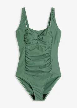 bonprix bonprix Traje de baño con efecto moldeador medio y aspecto cruzado Verde oliva Clearance