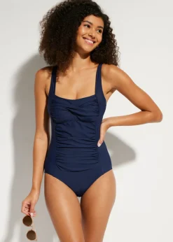 bonprix bonprix Traje de baño con efecto moldeador medio y aspecto cruzado Azul marino Hot