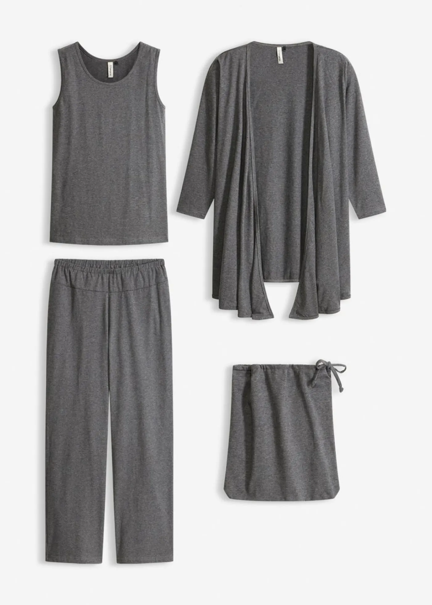 bonprix bonprix Traje para estar por casa (3 piezas) con viscosa Gris jaspeado Best