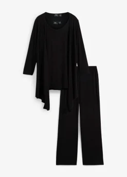 bonprix bonprix Traje para estar por casa (3 piezas) con viscosa Negro Best