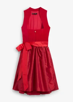 bonprix bonprix Traje tirolés con corpiño de terciopelo y delantal de satén (2 piezas) rojo atardecer/rojo Clearance