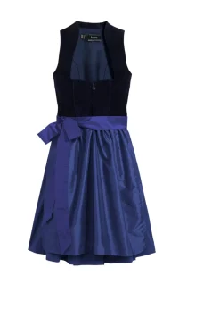 bonprix bonprix Traje tirolés con corpiño de terciopelo y delantal de satén (2 piezas) Azul marino/azul oxford Clearance