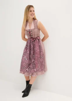 bonprix bonprix Traje tirolés y delantal (2 piezas) Rosa palo estampado Outlet