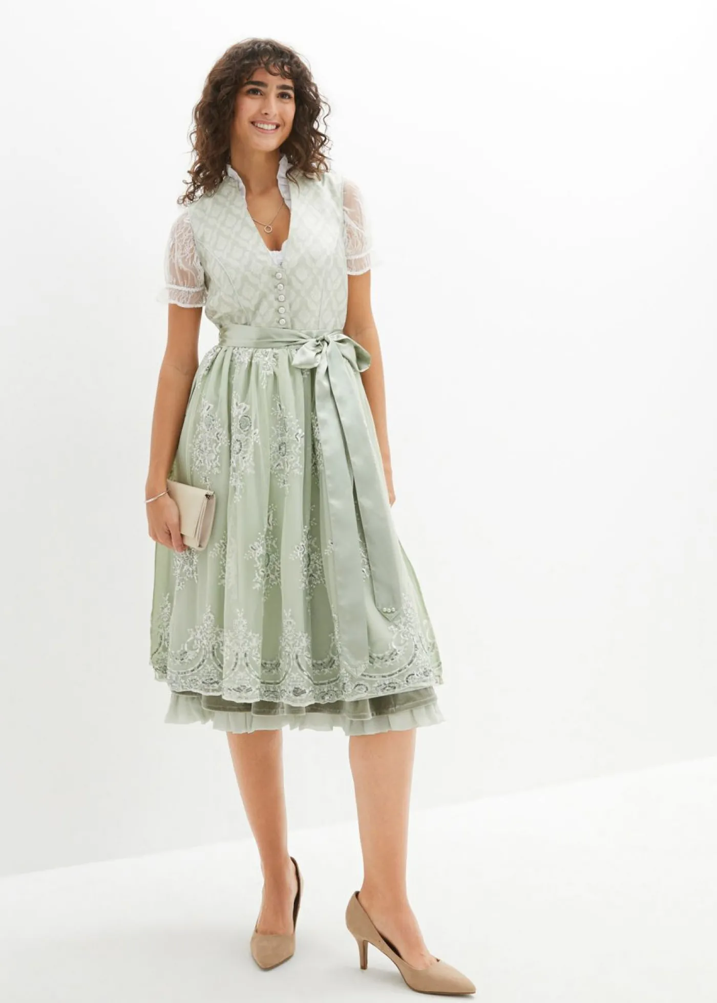 bonprix bonprix Traje tirolés y delantal (2 piezas) Verde alga New