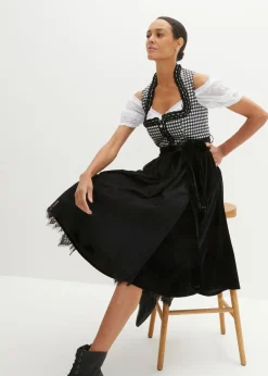 bonprix bonprix Traje tirolés y delantal (2 piezas) Negro-blanco lana estampado Discount