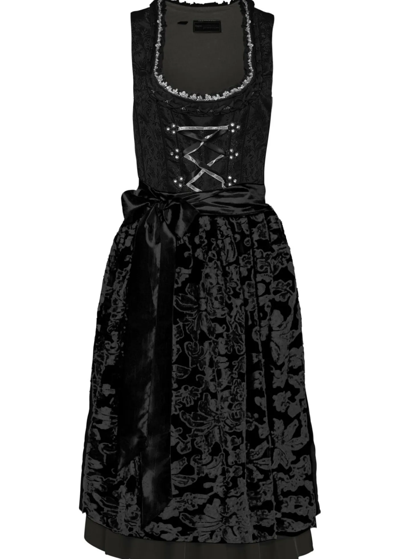 bonprix bonprix Traje tirolés y delantal (2 piezas) Negro estampado Sale