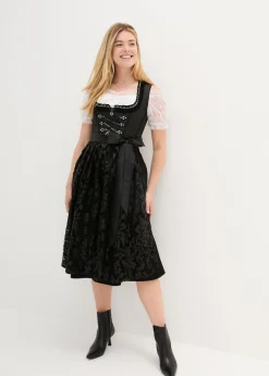 bonprix bonprix Traje tirolés y delantal (2 piezas) Negro estampado Sale