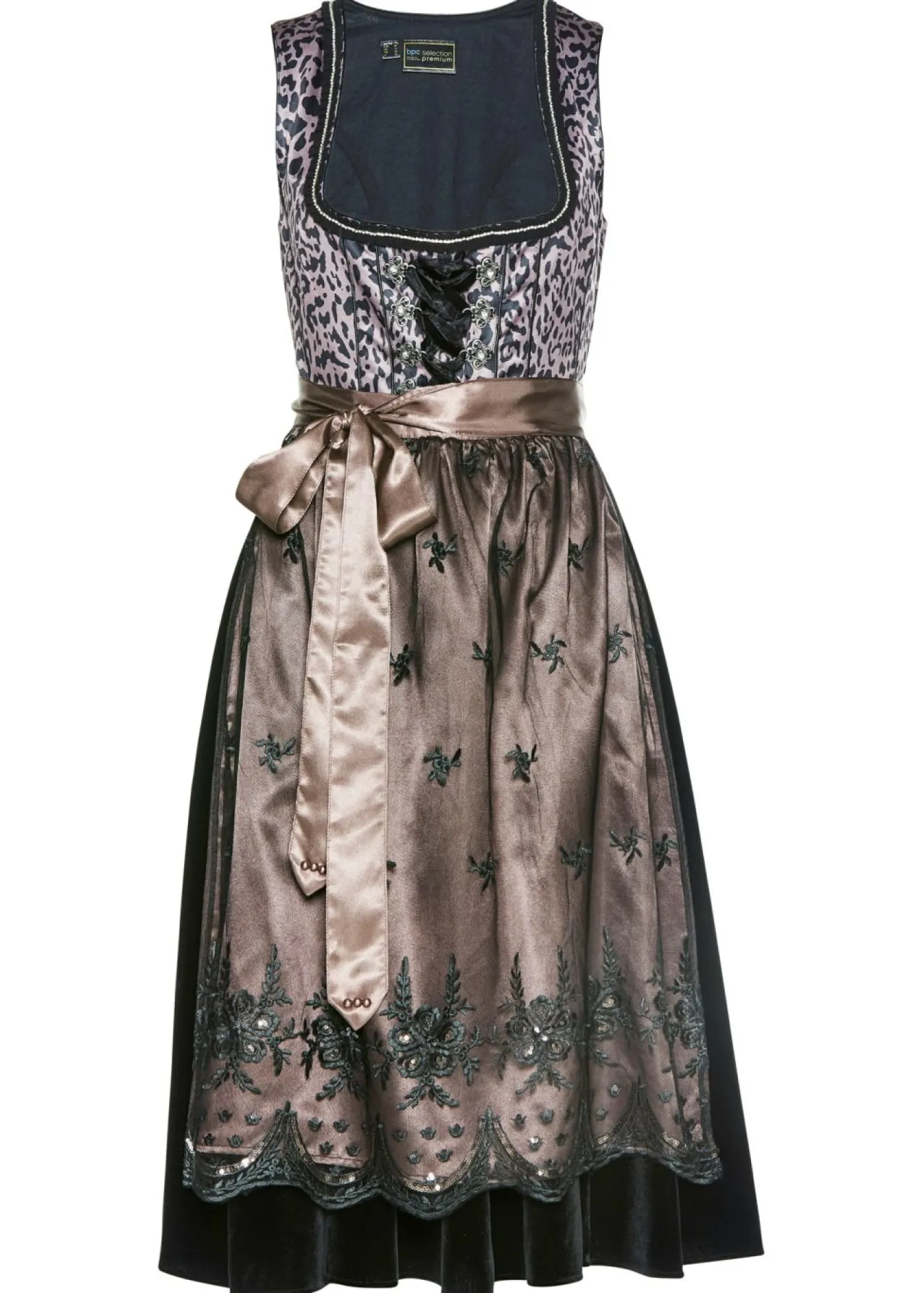 bonprix bonprix Traje tirolés y delantal (2 piezas) Negro estampado Online