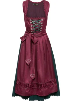 bonprix bonprix Traje tirolés y delantal (2 piezas) Magenta/verde intenso/negro/violeta mate/blanco lana estampado New