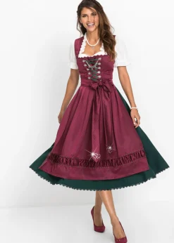 bonprix bonprix Traje tirolés y delantal (2 piezas) Magenta/verde intenso/negro/violeta mate/blanco lana estampado New