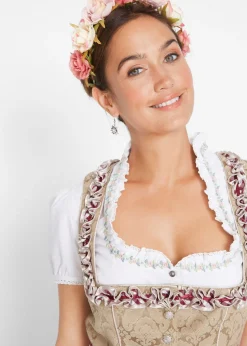 bonprix bonprix Traje tradicional tirolés con delantal hasta la rodilla Beige estampado Sale