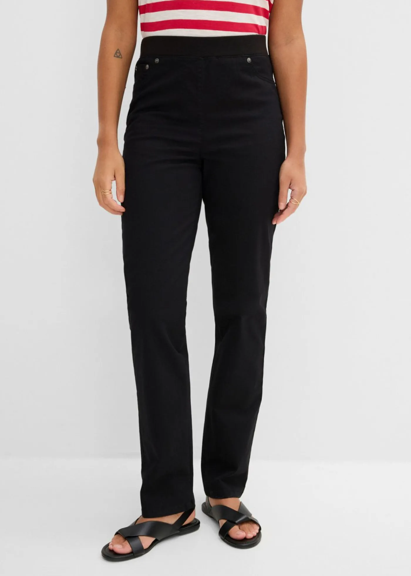 bonprix bonprix Treggings de sarga de mezcla de algodón elástica Negro Online
