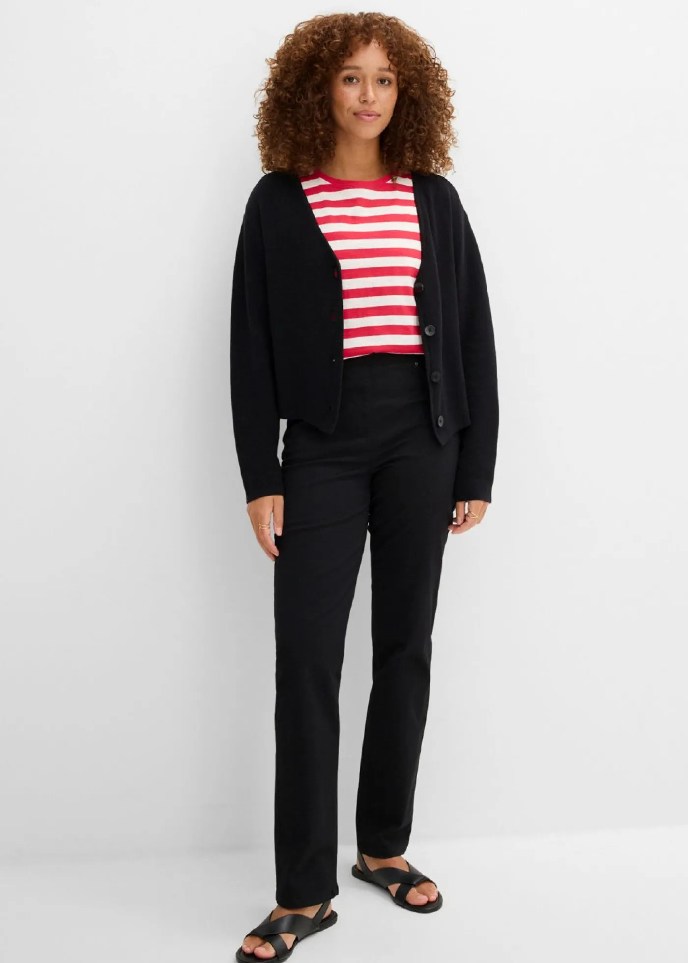 bonprix bonprix Treggings de sarga de mezcla de algodón elástica Negro Online