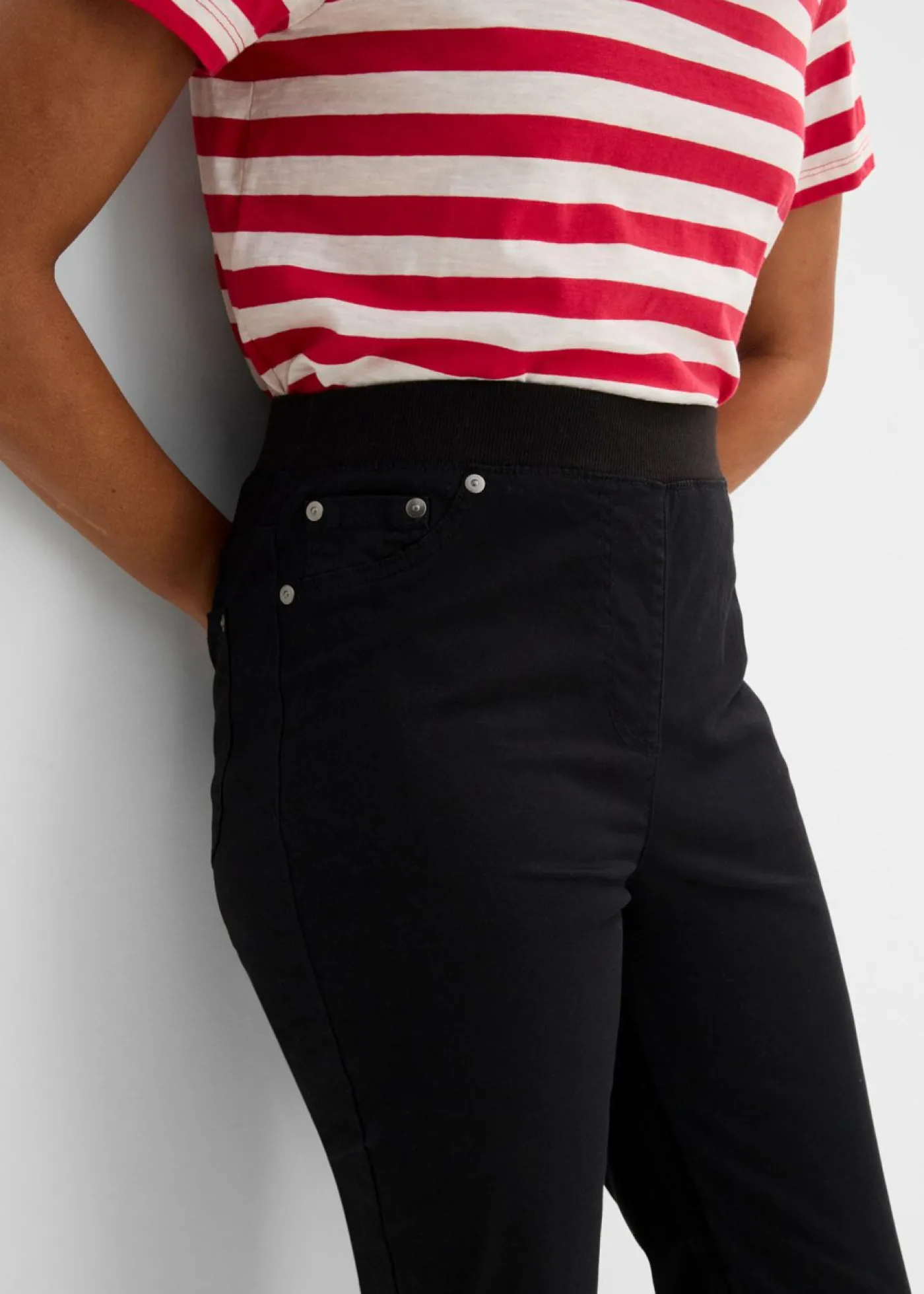 bonprix bonprix Treggings de sarga de mezcla de algodón elástica Negro Online