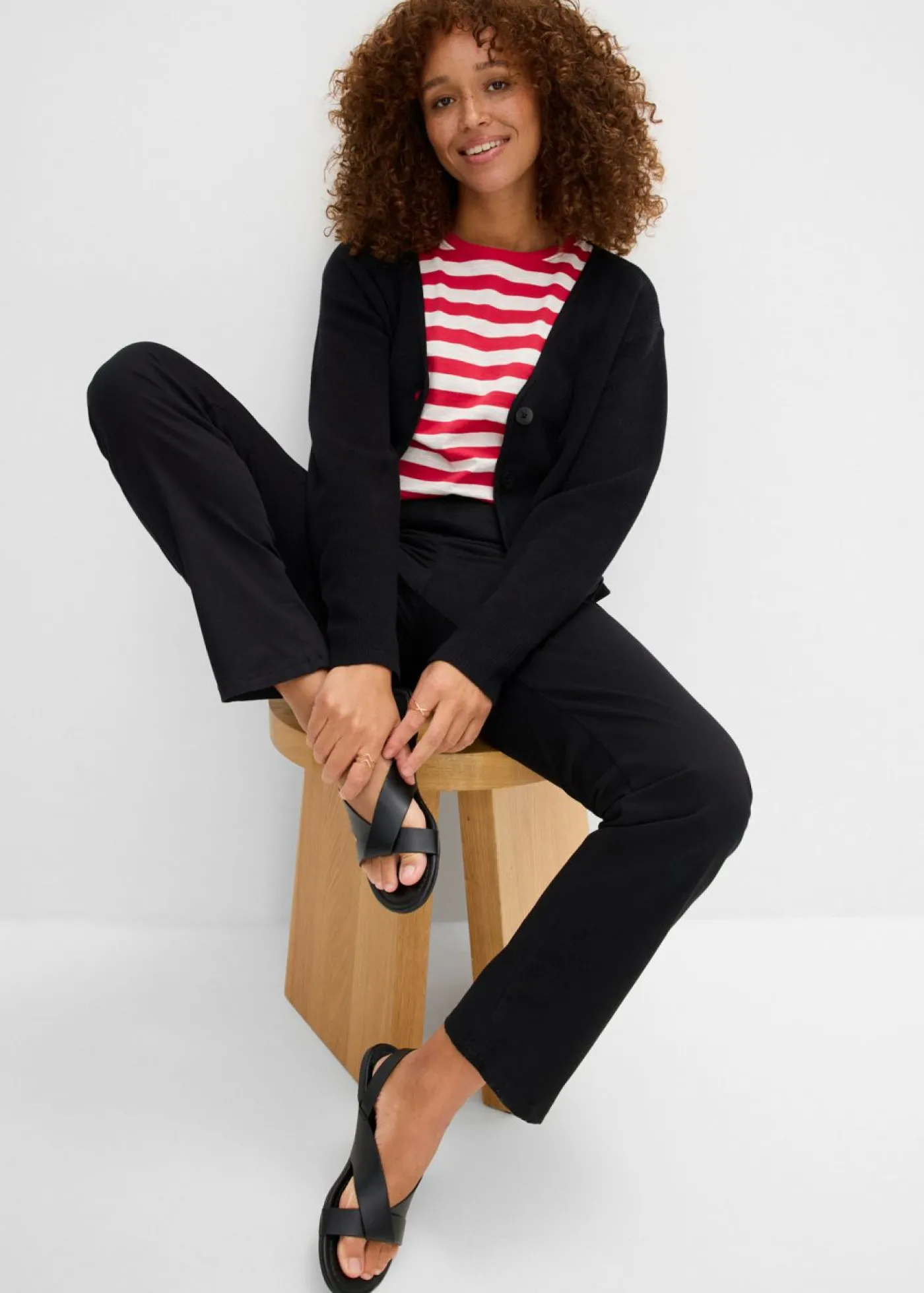 bonprix bonprix Treggings de sarga de mezcla de algodón elástica Negro Online