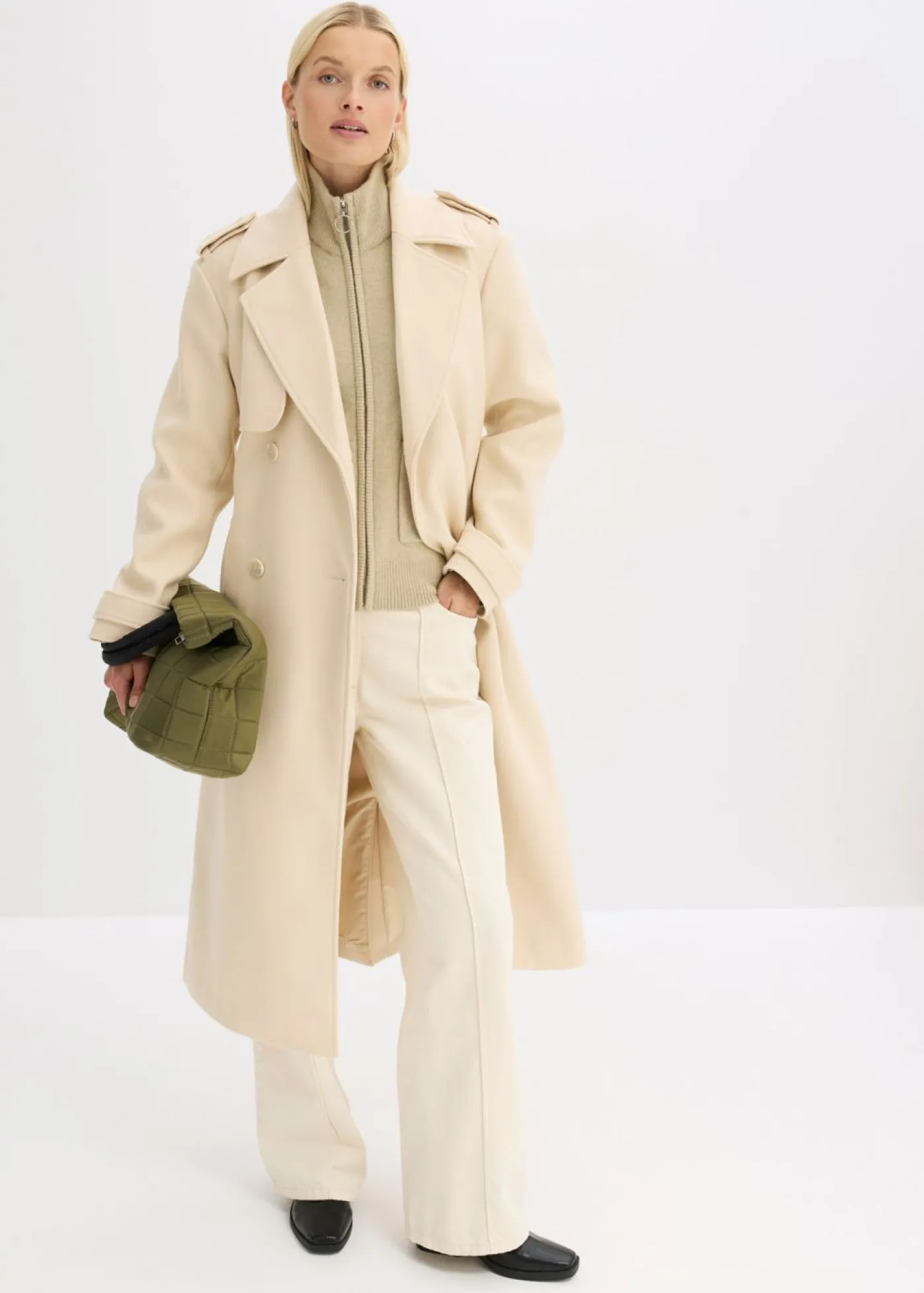 bonprix bonprix Trenca con aspecto de lana gris guijarro Outlet