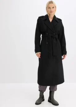 bonprix bonprix Trenca con aspecto de lana Negro New