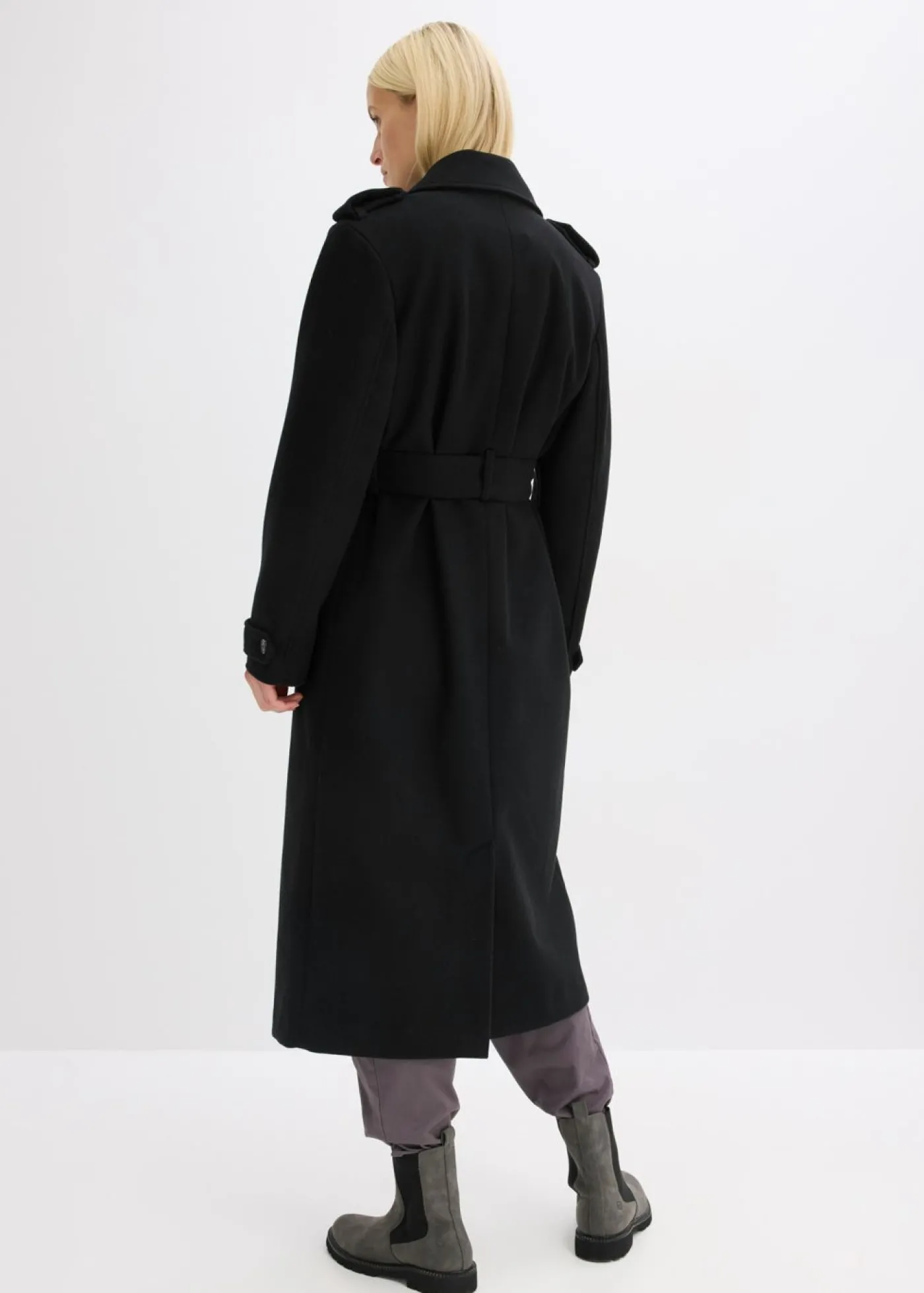 bonprix bonprix Trenca con aspecto de lana Negro New