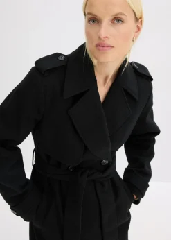 bonprix bonprix Trenca con aspecto de lana Negro New