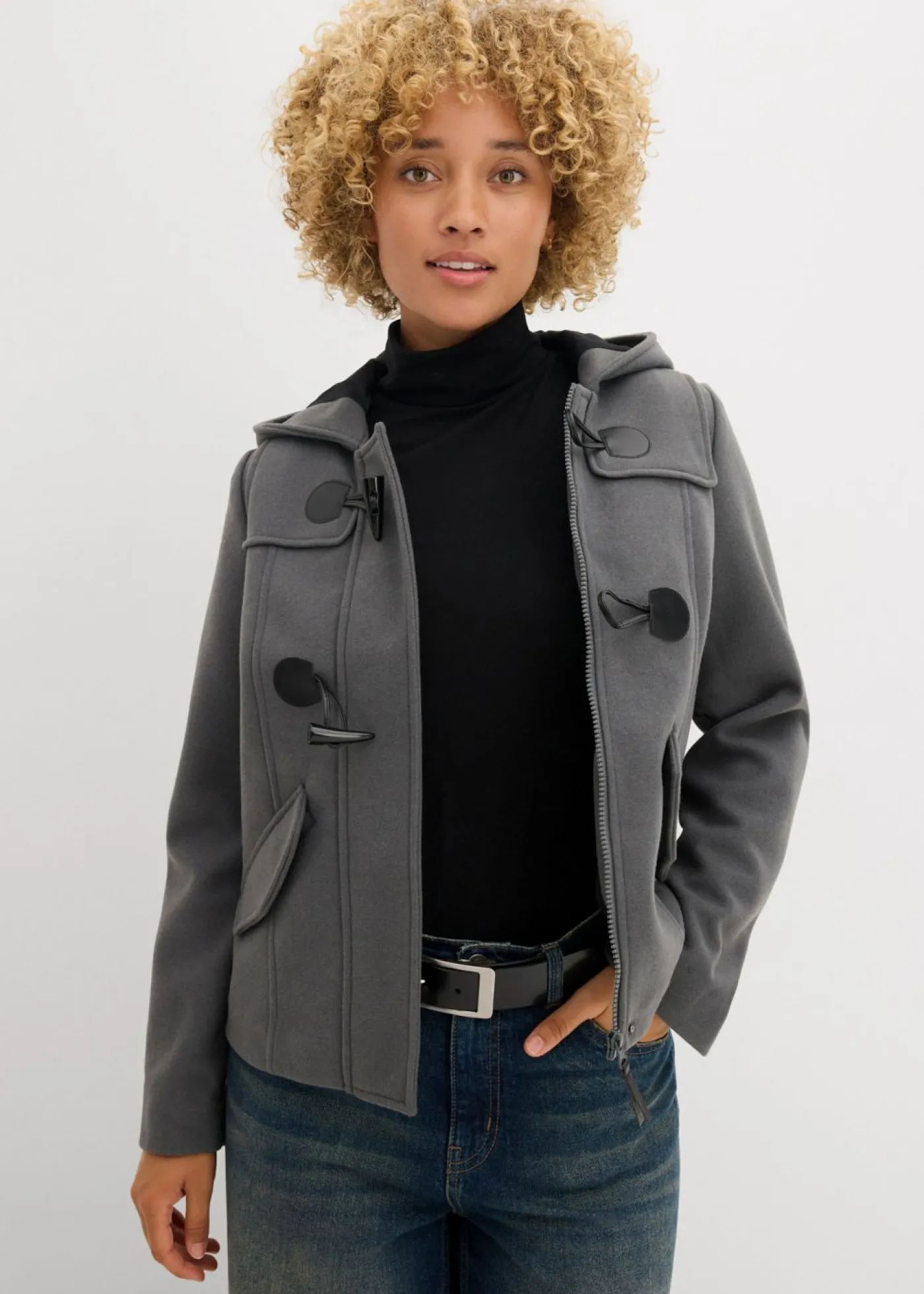 bonprix bonprix Trenca de imitación de lana antracita Discount