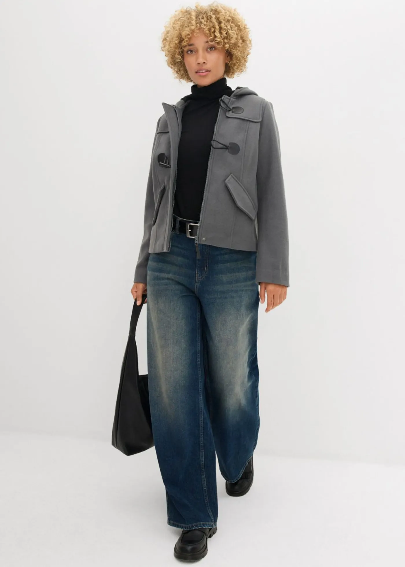 bonprix bonprix Trenca de imitación de lana antracita Discount