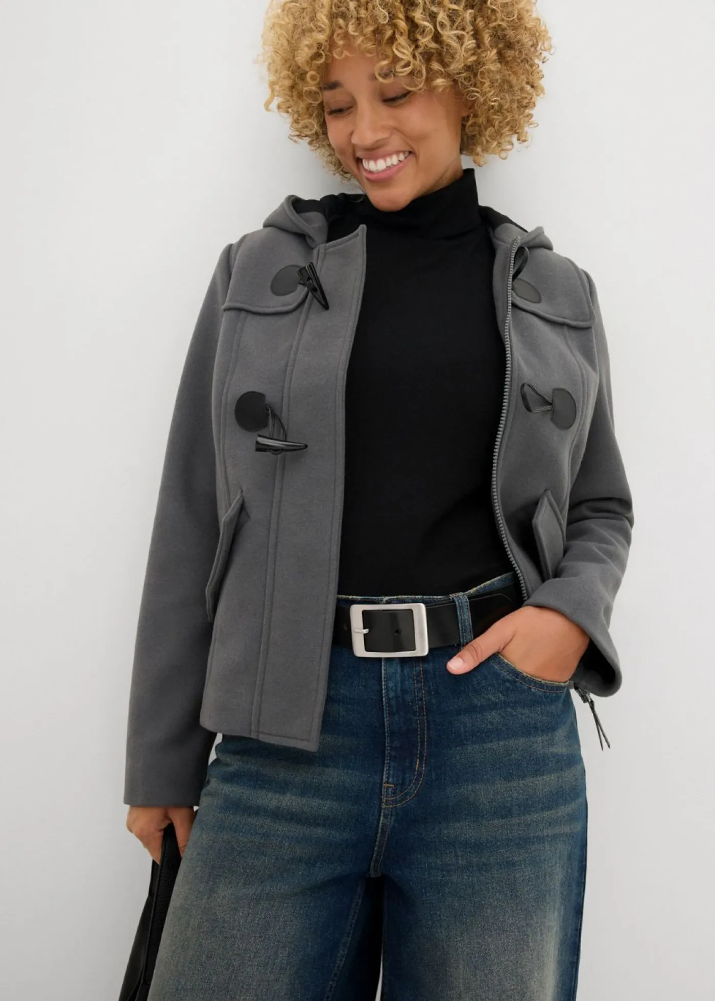 bonprix bonprix Trenca de imitación de lana antracita Discount