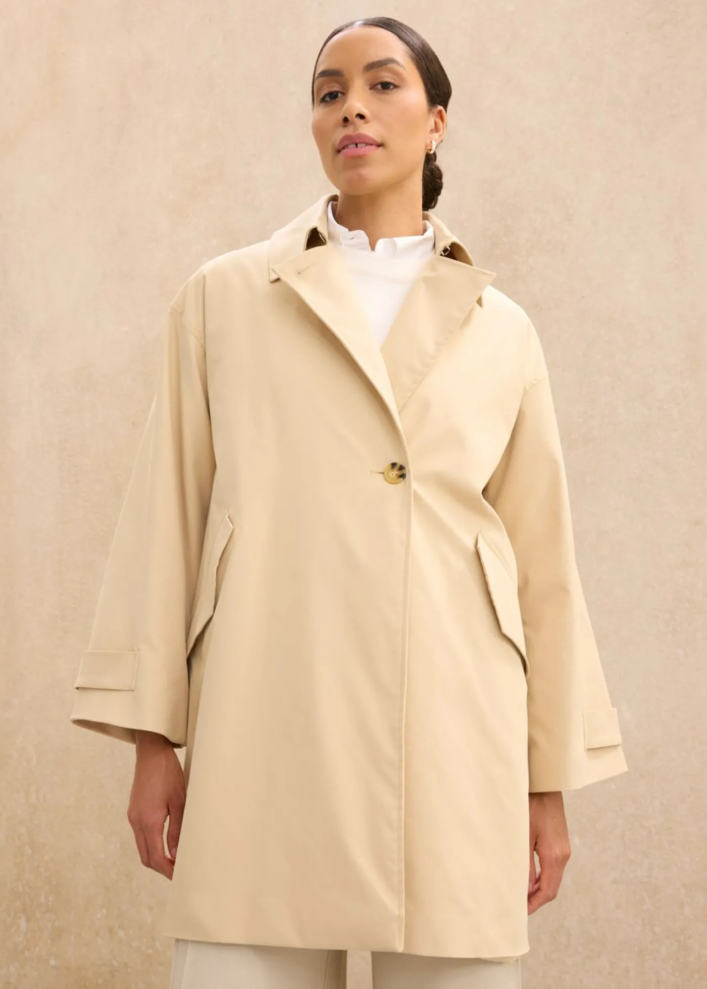 bonprix bonprix Trenca en corte A Beige verdoso Online