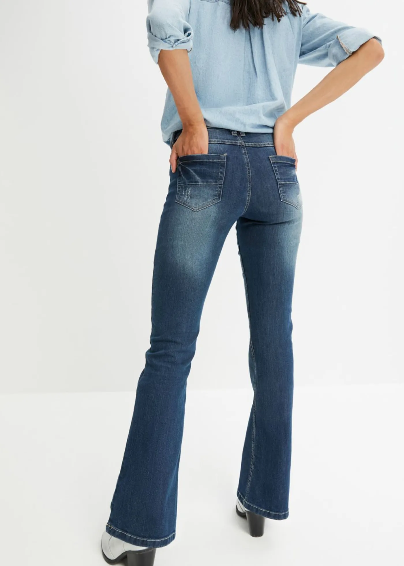 bonprix bonprix Vaquero bootcut con efecto descolorido azul noche denim New