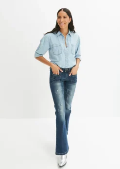bonprix bonprix Vaquero bootcut con efecto descolorido azul noche denim New