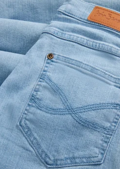 bonprix bonprix Vaquero de pernera ancha, mid waist, elástico Denim claro desgastado New