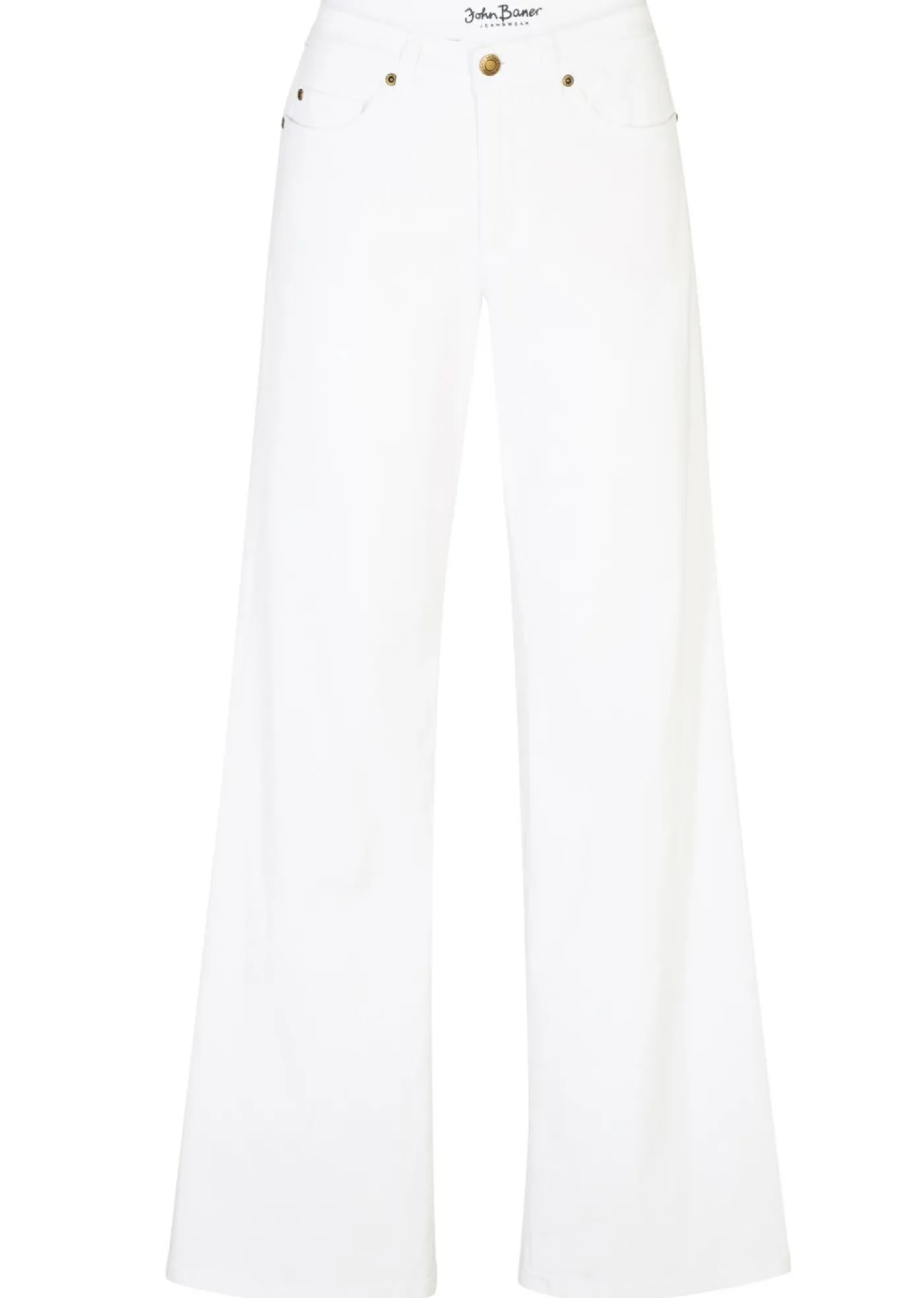 bonprix bonprix Vaquero de pernera ancha, mid waist, elástico Denim blanco Sale