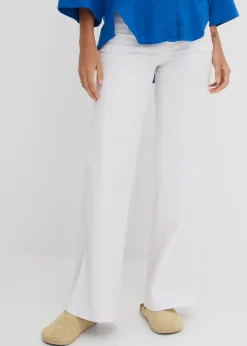 bonprix bonprix Vaquero de pernera ancha, mid waist, elástico Denim blanco Sale