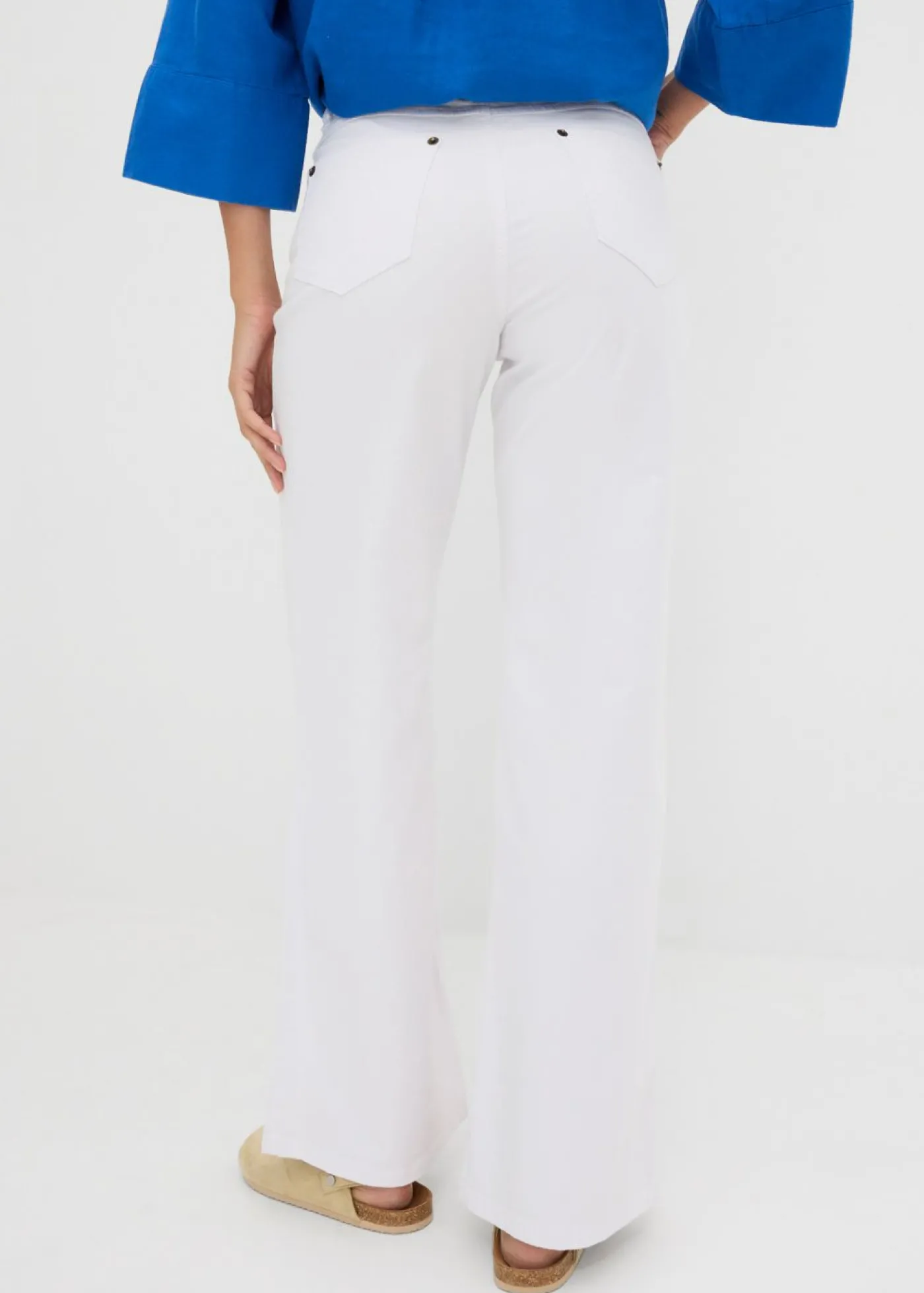 bonprix bonprix Vaquero de pernera ancha, mid waist, elástico Denim blanco Sale