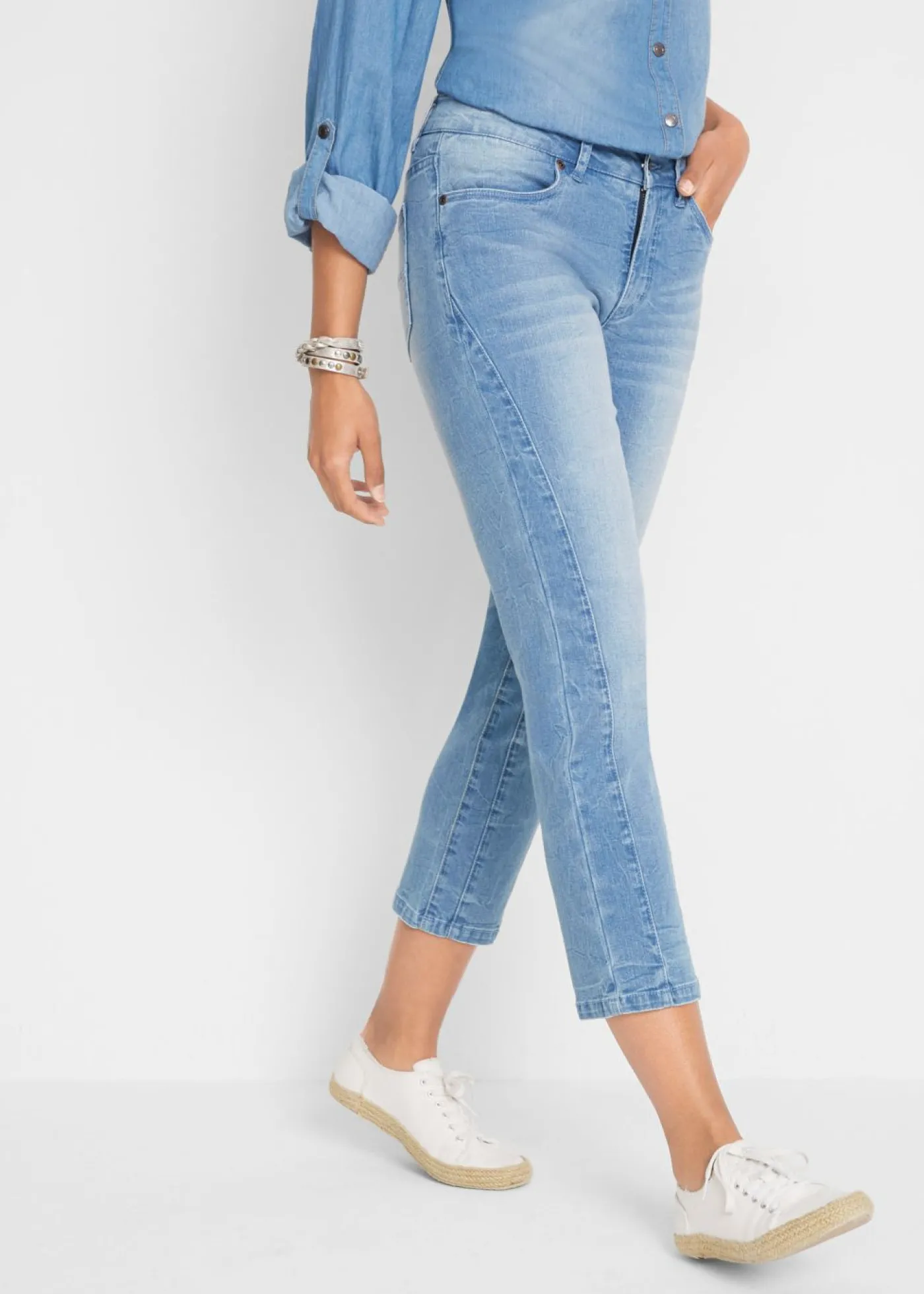 bonprix bonprix Vaquero soft 7/8 azul claro denim usado Discount